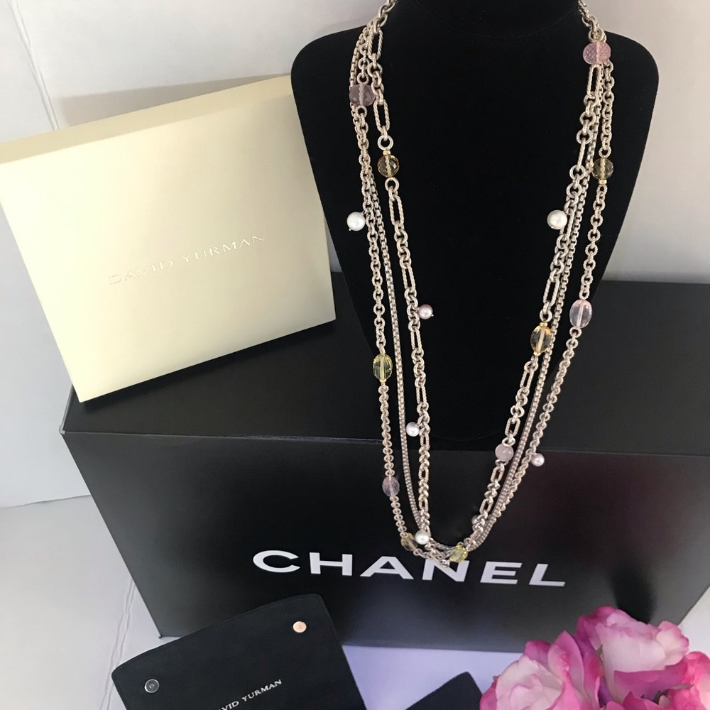 David Yurman Necklace Lemon Quartz & Pearl - Picture 15 of 16
